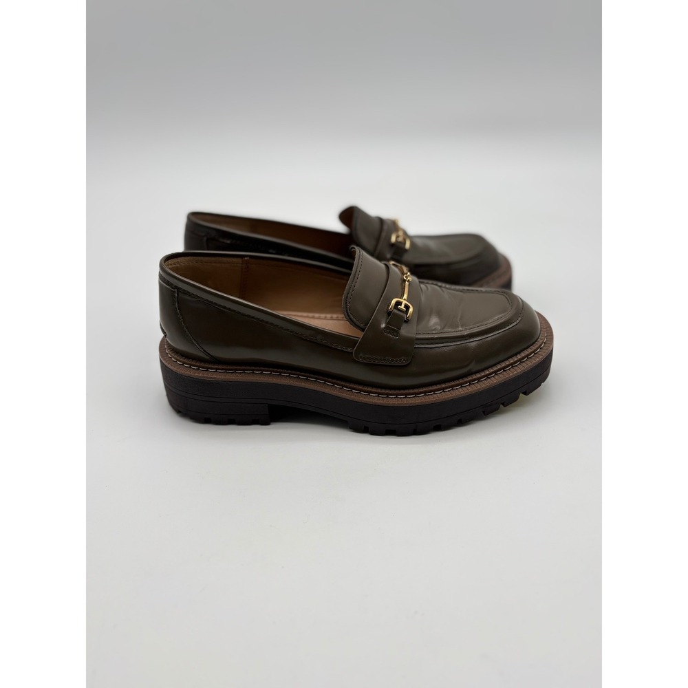 Sam Edelman Laguna Lug Sole Horsebit Loafers Olive Brown Leather Womens 7 - Picture 2 of 7